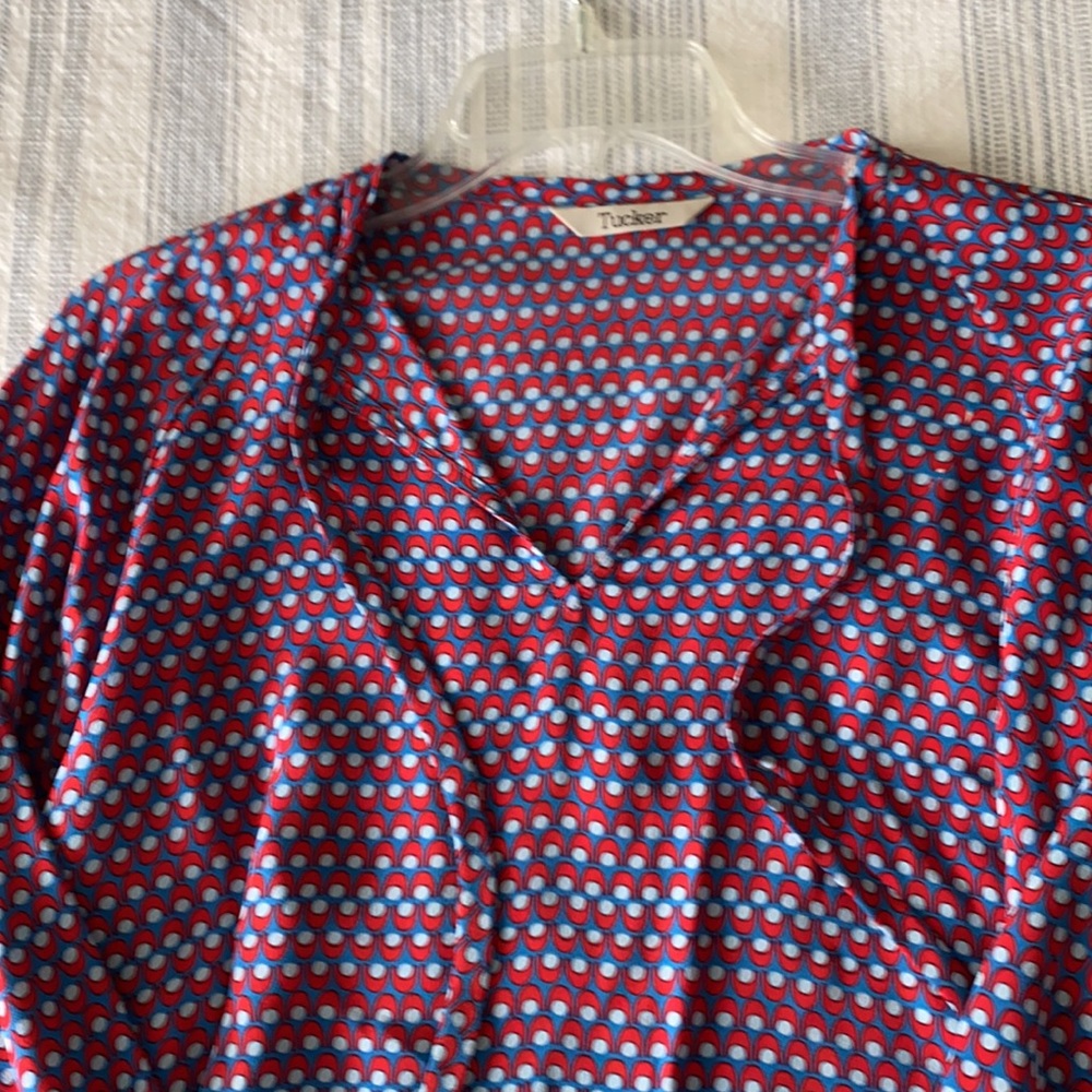 Tucker Silk Split Neck Blouse - image 2